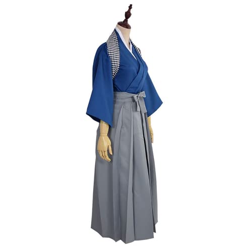 JOJO STYLE Cosplay Trajes Anime Touken Ranbu Online Vestido Japonés Carnaval De Halloween Disfraz De Cosplay Incluyendo Tops + Pantalones + Vendas + Accesorios para La Cabeza,Azul,L