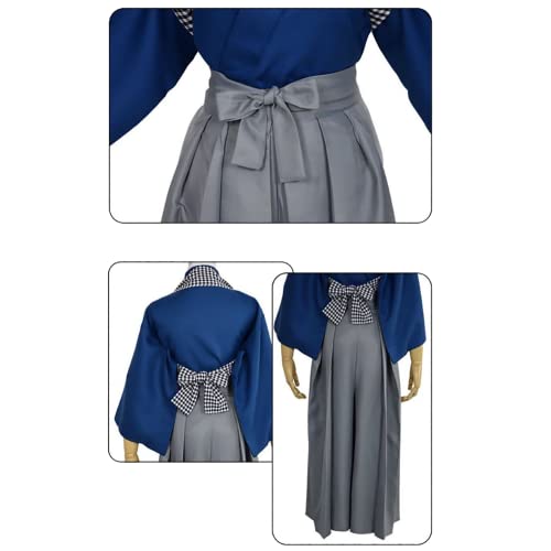 JOJO STYLE Cosplay Trajes Anime Touken Ranbu Online Vestido Japonés Carnaval De Halloween Disfraz De Cosplay Incluyendo Tops + Pantalones + Vendas + Accesorios para La Cabeza,Azul,L