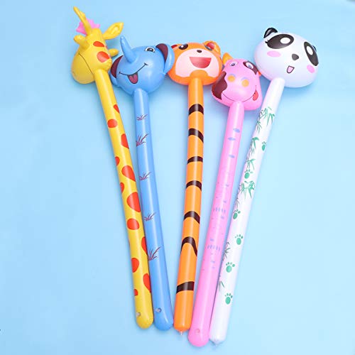 jojofuny 6pcs Inflatable Animal Stick Zoo Animal Jungle Animals Inflatables Funny Blow up Animal Balloons Educational Toy Birthday Party Decoration Gifts