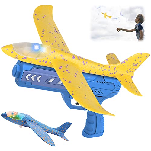 Jooheli Avion Juguete, 2 Piezas Avion Planeador De Espuma con Lanzador, Avión Volador Planeador Espuma, Aviones de Juguete para Niños, Avión Planeador Juguete Regalo Cumpleaños para Niños Niñas