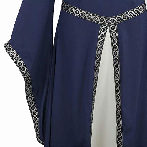 Josamogre vestido medieval renacimiento mujer Vintage Victoriano gotico Manga Larga de Llamarada Disfraz Princesa Azul m