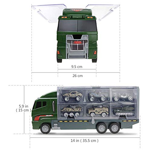 Joyfia 10 en 1 Camión Coches Juguetes Vehículos Militares Mini Ejército Batalla Camión para 3 4 5 6 Años Niños Chicos