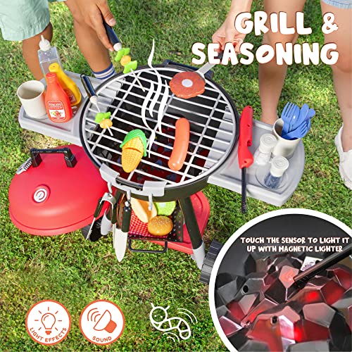 JOYIN 34 PCS Juego de Parrilla de Barbacoa de Juguete, El pequeño Chef Finge Jugar,Juego de Juguetes interactivos para Barbacoa de Juguete de Cocina para niños