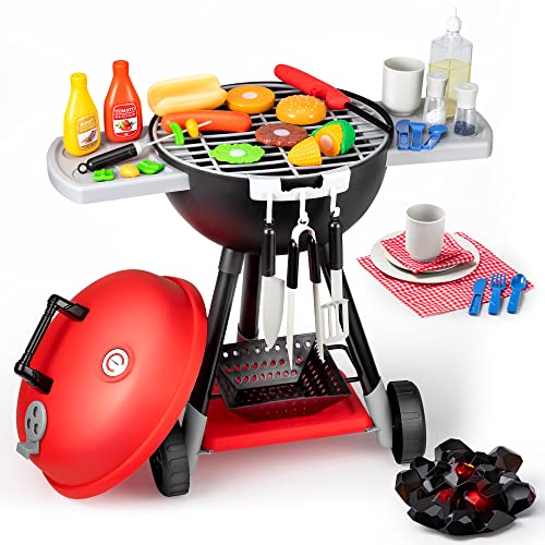 JOYIN 34 PCS Juego de Parrilla de Barbacoa de Juguete, El pequeño Chef Finge Jugar,Juego de Juguetes interactivos para Barbacoa de Juguete de Cocina para niños