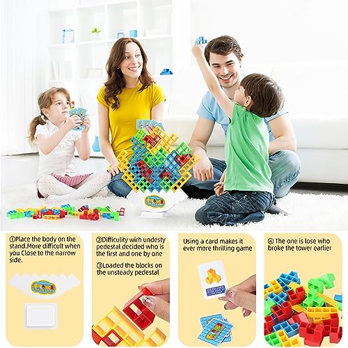 JoyJoyful Tetra Tower Balance Building Blocks, 32pcs Juguetes Niños 3 4 5 6 años, Juegos Montessori Educativos, Tetris Tower Game Juguetes Equilibrar Apilables, Juegos de Viajes Familiares Fiestas