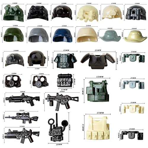 JoyMate Paquete de armas militares del ejército paquete de armas medievales caballeros bloques de construcción juguetes Swat Team WW2 armas compatibles con Lego Soldier Minifiguras Space War