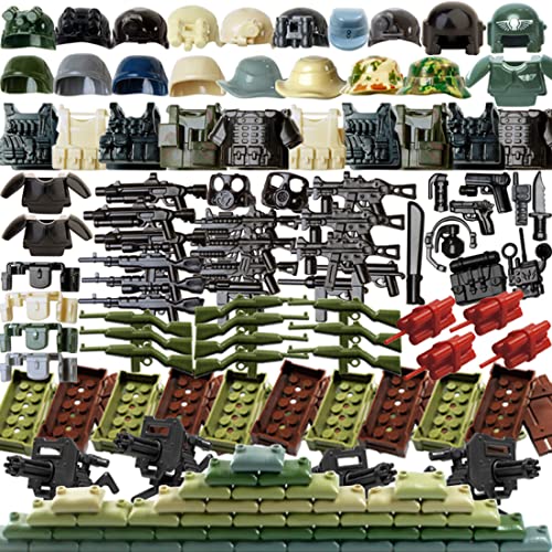 JoyMate Paquete de armas militares del ejército paquete de armas medievales caballeros bloques de construcción juguetes Swat Team WW2 armas compatibles con Lego Soldier Minifiguras Space War