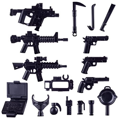 JoyMate Paquete de armas militares militares paquete de caballeros bloques de construcción juguetes Swat Team WW2 Fuerzas especiales accesorios de equipo compatible con Lego Soldier Minifiguras Space