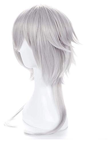 JPSOUP Anime Cosplay Wigs Touken Ranbu Online Tsurumaru Kuninaga Silver Hair Tail Plus Peluca Larga Cosplay Pelucas Partes + Peluca Cap