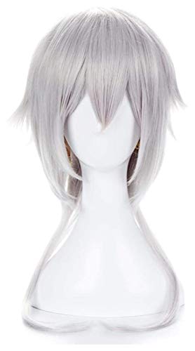 JPSOUP Anime Cosplay Wigs Touken Ranbu Online Tsurumaru Kuninaga Silver Hair Tail Plus Peluca Larga Cosplay Pelucas Partes + Peluca Cap