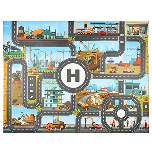 JTMM Alfombra para niños Alfombra de Juego Urban Construction, Plastic PVC Playmat Size100x130CM Alfombra para niños Área de Juego Alfombra Alfombra y Regalo