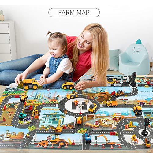 JTMM Alfombra para niños Alfombra de Juego Urban Construction, Plastic PVC Playmat Size100x130CM Alfombra para niños Área de Juego Alfombra Alfombra y Regalo