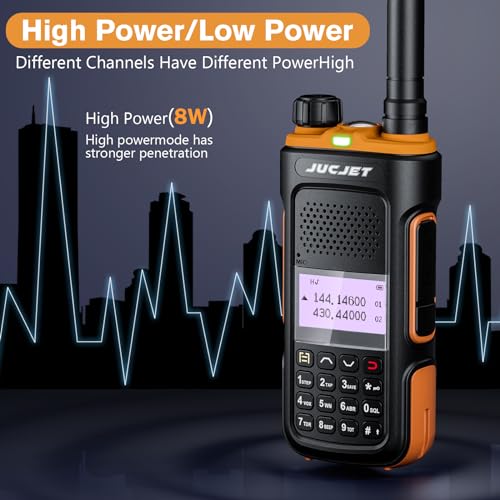 JUCJET UV-10 Walkie Talkie Profesional Recargables 1500mAh con Banda Dual 999 Canales，Cargador TPYE C, Radiocomunicación con el Auricular Incorporado Antorcha de LED（2 Piezas）