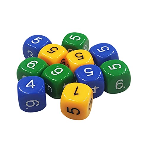 Juego de 10 dados de acrílico D6 de 6 lados de 16 mm de colores, cubos digitales de esquina redondos, juego de dados para DND, , RPG, juegos de mesa Borad, enseñanza de matemáticas, KTV Bar Dice