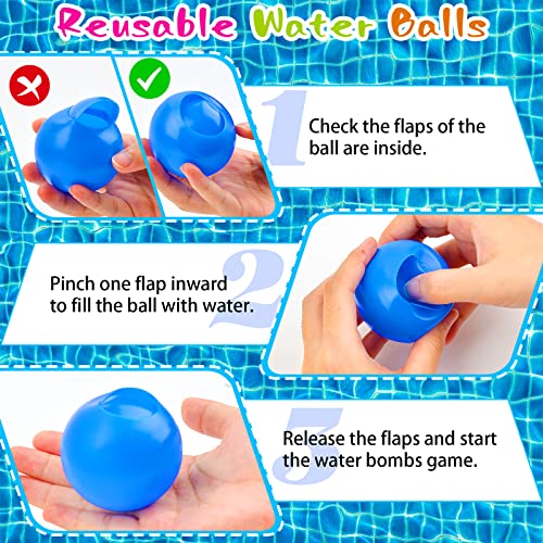 Juego de 12 Bombas Bolas de Agua, Globos de Agua Llenado Rapido, Reutilizables y con Cierre Automático Globos de Agua para Jardín Playa y Fiesta, para Niños a Partir de 3 Años y Sdultos (12 PCS)