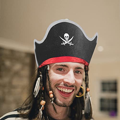 Juego de 12 parches de ojo con diseño de calavera, sombrero pirata clásico, máscara de ojo con estampado de calavera, Halloween para adultos y niños, fiesta de piratas, gorra de pirata