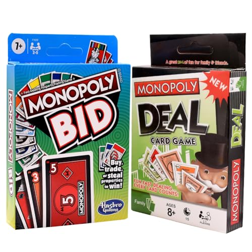 Juego de 2 Piezas 3,2,1 Juego de Cartas y Monopol-y Juego de Cartas Juegos de Tablero ，Monopoly Juego Subasta, Juegos de Estrategia Juego de Mesa Familiar e Hijos para Edades de 7 y Más