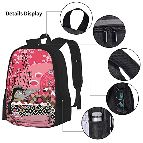 Juego de 3 bolsas escolares para niños y niñas, preludio a un beso, mochila escolar rosa+caja de almuerzo aislada+estuche para lápices para adolescentes, niños de 17 pulgadas, mochila