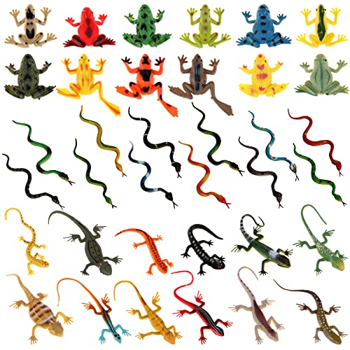 Juego de 36 juguetes de rana de lagartos de serpiente de reptiles de plástico para la cognición de animales, regalos de fiesta de cumpleaños, juguetes de broma para niños, decoración de fiesta de