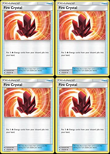 Juego de 4 cartas de entrenamiento de Pokemon de Fire Crystal 173/214