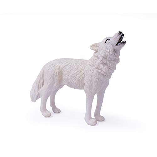 Juego de 4 figuras de juguete de lobo ártico, figuras de animales de lobo blanco, decoración de pastel familiar de lobo blanco, regalo para niños (blanco)