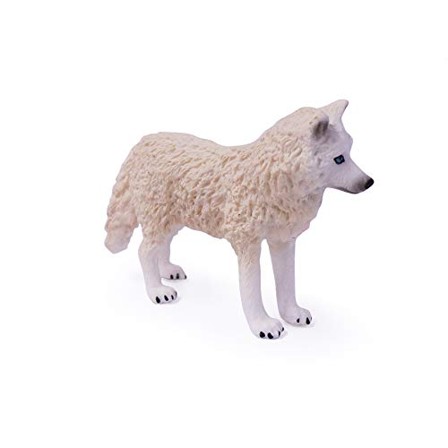 Juego de 4 figuras de juguete de lobo ártico, figuras de animales de lobo blanco, decoración de pastel familiar de lobo blanco, regalo para niños (blanco)