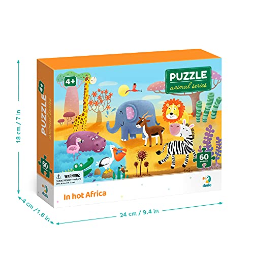 Juego de 4 Rompecabezas de Animales para niños de 4 años y hasta 60 Piezas (Animales de Granja, Mundo Submarino, Animales África, habitantes del Bosque) Dodo Regalo Educativo niños y niñas