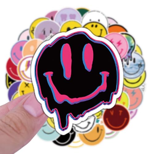 Juego de 50 pegatinas con diseño de emoticonos, vinilo resistente al agua, colorido, emoji, animar pegatinas para portátiles, bolsas de teléfono móvil, motos, monopatines, bicicletas, etc