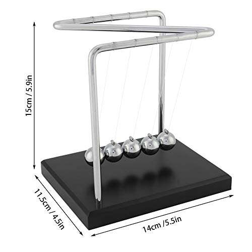 Juego de bolas de péndulo de cuna Newton, 5 bolas de acero, juguete de descompresión en forma de Z con base de madera regalo de escritorio, 14 x 11,5 x 15 cm, tiempo de oscilación