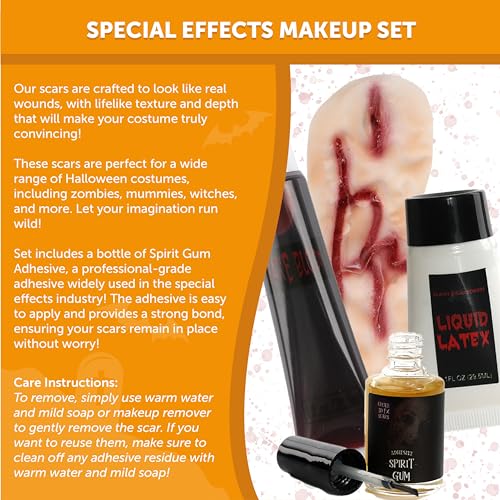 Juego de cicatrices de arañar garra de Halloween, maquillaje 3D para cicatrices, adhesivo de goma espiritual, látex líquido, sangre falsa, maquillaje de Halloween para disfraz de truco o trato