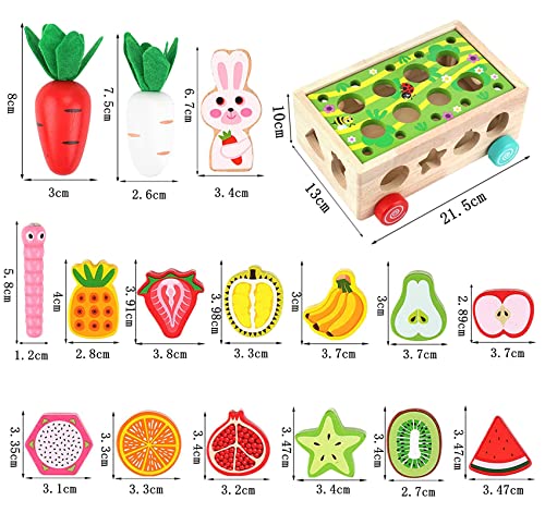 Juego de Clasificación de Juguetes Montessori, Rompecabezas de Madera, Cosecha de Zanahorias, Juguete de Habilidades Motoras de Madera, Regalo de Juguete Educativo para Niños de 1 2 3 4 Años, 7 en 1