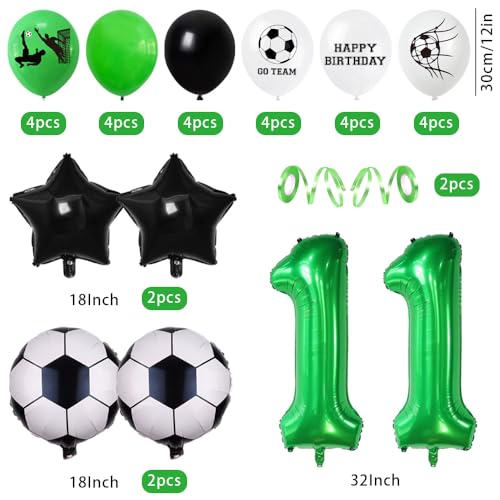 Juego de globos de fútbol con número 11 para decoración de cumpleaños de 11 años