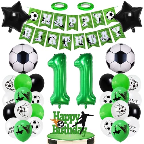 Juego de globos de fútbol con número 11 para decoración de cumpleaños de 11 años