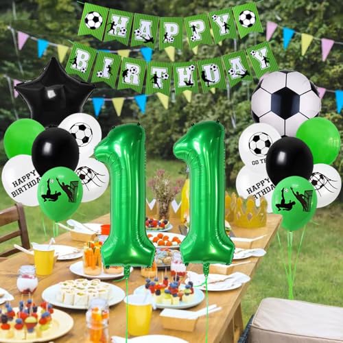 Juego de globos de fútbol con número 11 para decoración de cumpleaños de 11 años