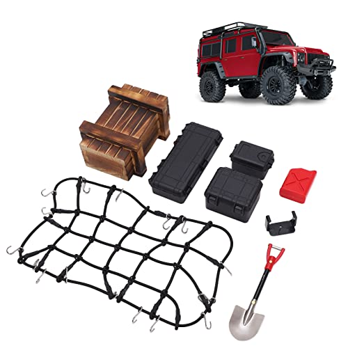 Juego de Herramientas de Decoraci¡§?n Simuladas de Coche 1/10 RC, Juego de Herramientas, Juego de Decoraci¡§?n de Pala de Red para Maleta Y Equipaje para SCX10 90046 90047 Accesorio de Coche RC(negro)