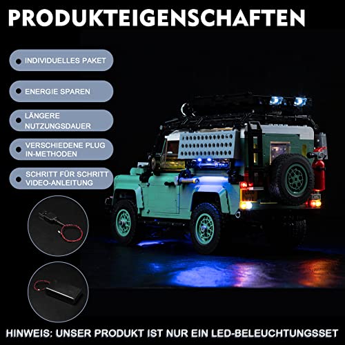 Juego de luces LED para Lego 10317 Land Rover Classic Defender 90 (no modelo Lego), juego de iluminación decorativa para Lego Land Rover Classic Defender 90 juguetes creativos - Versión estándar