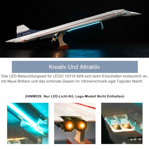 Juego de luces LED para Lego 10318 Airbus Concorde (no Lego), juego de iluminación decorativa para Lego Concorde, juguetes creativos