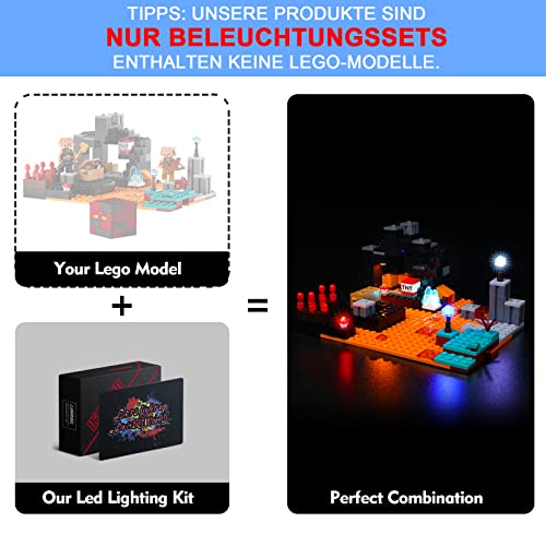 Juego de luces LED para Lego Minecraft El Netherbastion, juego de iluminación LED para Lego 21185 Minecraft, el bastión Netherbastion The Nether Bastion, solo juego de luces, no modelo de Lego