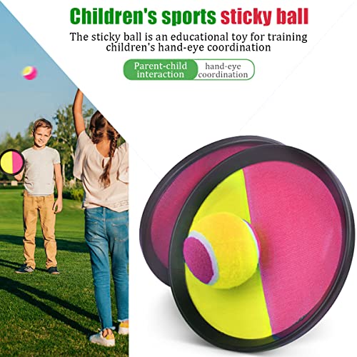 Juego de Pelotas con Velcro, Juego de Bolas de Lanzamiento y Captura, Juego de Pelota Toss and Catch, con 2 Paletas y 1 Pelotas, Juego de Tirar y Atrapar, para Fiesta Jardín Exteriores, Rojo Amarillo