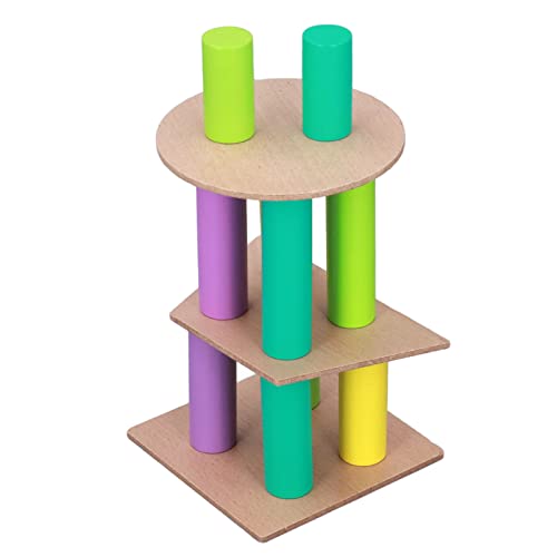 Juego de pila de torre, bloques de construcción educativos Montessori Superficie lisa haya interactiva Color brillante con pegatina de guardería