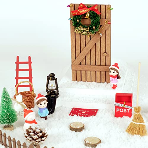 Juego de puerta de amigo invisible, accesorios para puerta de gnobleza, puerta con 17 accesorios, miniatura casa de muñecas duende decoración navideña Nissedor Navidad danesa decoración para niños