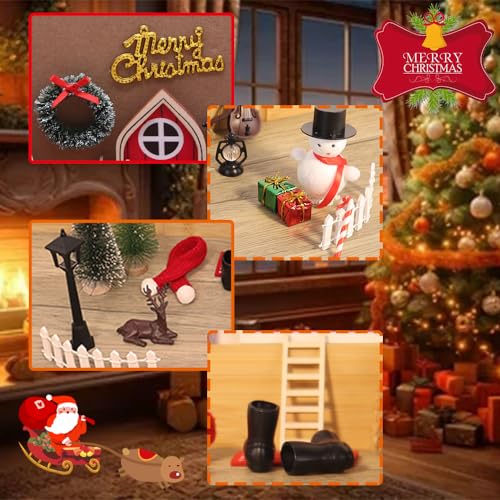 Juego de Puerta de Navidad en Miniatura 22PCS Accesorios de Casa de Muñecas de Navidad Puerta de Duende de Navidad Accesorios Miniatura Elfo Gnomos Casa Navideños Regalo Manualidades Navidad Niños