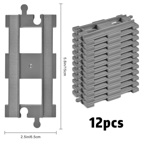 Juego de rieles de tren de bloques de construcción, carriles de juguete, 12 rieles de ciudad, rieles de tren compatibles con el líder del mercado, ferrocarriles para niñas y niños