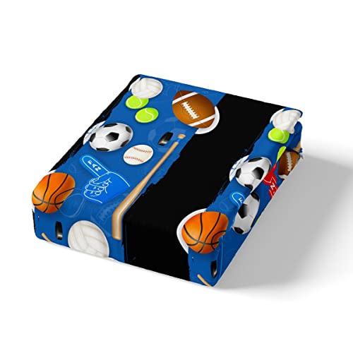 Juego de ropa de cama deportiva de juegos de pelota 3D para niños, niñas, adolescentes, baloncesto, fútbol, béisbol, geometría, azul, sábanas, costuras transpirables, tamaño King