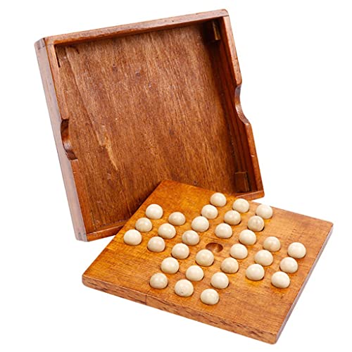 Juego de solitario Juegos de rompecabezas Juego de mesa de mármol de madera Actividad cognitiva Juegos de solitario divertidos Ajedrez de diamantes para niños y adultos Juguetes Juego de acertijo