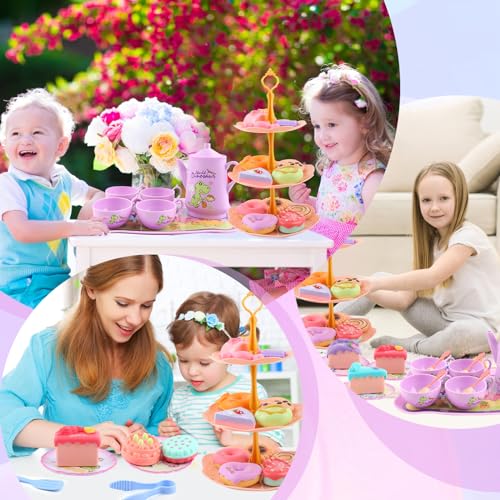 Juego De Té Infantil, MXTIMWAN 41 Piezas Juego de Té para Niños, Juguete Servicio de té Juguete Postre Cocina Juegos de Simulación Té Infantil Accesorios Cocina Juguetes Regalos Niña 3 4 5 6 7 8 Años