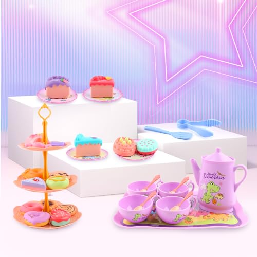 Juego De Té Infantil, MXTIMWAN 41 Piezas Juego de Té para Niños, Juguete Servicio de té Juguete Postre Cocina Juegos de Simulación Té Infantil Accesorios Cocina Juguetes Regalos Niña 3 4 5 6 7 8 Años