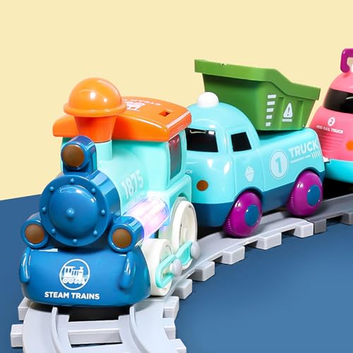 Juego de trenes de juguete, juego de tren pequeño de vía eléctrica, vías de tren, juego de rompecabezas de pista de coche, juego de tren en miniatura de Navidad, juego de tren con pilas para niños, ju