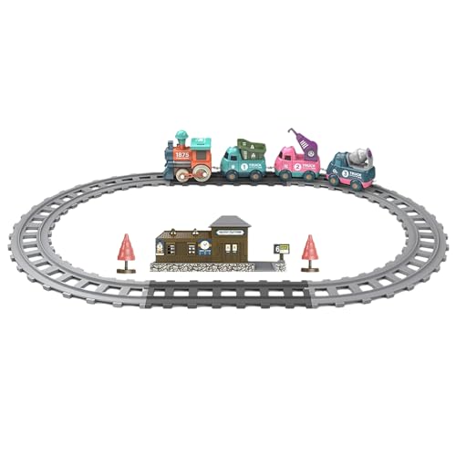 Juego de trenes de juguete, juego de tren pequeño de vía eléctrica, vías de tren, juego de rompecabezas de pista de coche, juego de tren en miniatura de Navidad, juego de tren con pilas para niños, ju