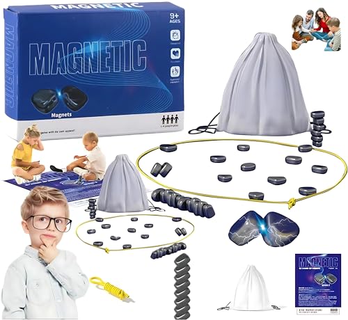 Juego Magnético de Mesa, Tablero de Ajedrez con Efecto Magnético, Juego Educativo de Damas de Piedras Magnético Portátiles Suministros, Accesorios para Fiestas, Reuniones Familiares y Viajes